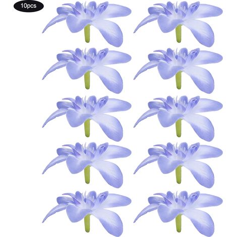 10 Pièces Fleurs Artificielles Orchidées Simulées Bleues pour Décoration de Mariage Couronne de Mariée