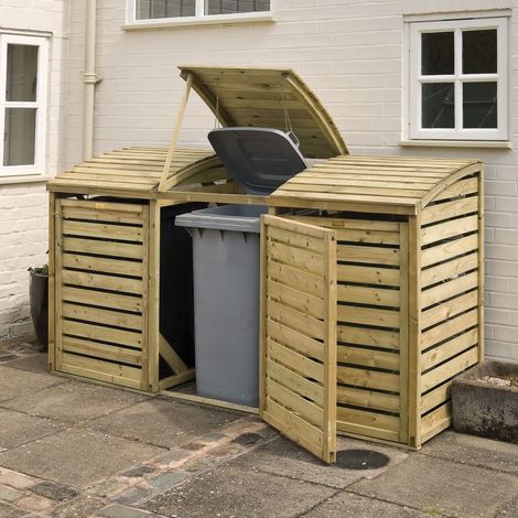 Rowlinson Triple Wheelie Bin Store Natural 8 x 3ft (1/8)