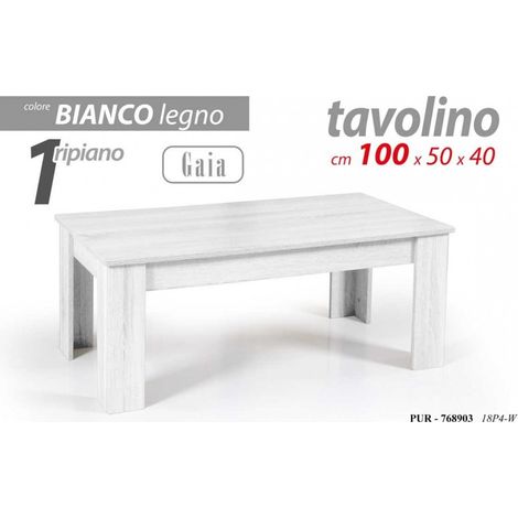 Table basse de salon blanche Avec une étagère cm 100 x 50 x 40 h