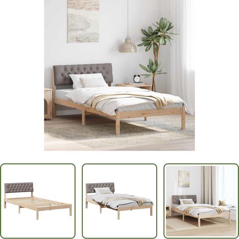 Massivholz - Bettgestell Braun und Taupe 100 x 200 cm Massivholz Kiefer (1/5)