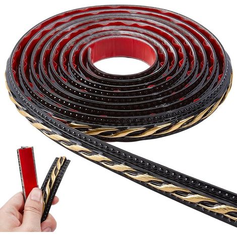 Bordure de Papier Peint Autocollante 3 m X 20mm Moulure Adhésive Noire avec Cadre Miroir en Relief Doré 3D Bordure Décorative pour Comptoirs et Plafonds. (1/5)