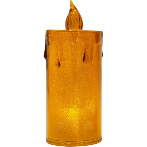 Candela decorativa trasparente a LED color oro, 10,5 cm, a batteria, 1 pz.