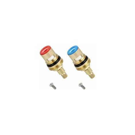 2-teiliger Keramikscheibenkopf, 1/2"-Keramikkartuschen, universeller Ersatz für 20-stufige Messingarmaturen, 53-mm-Ersatz für Küche und Bad (warm und kalt) (1/4)