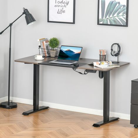 Escritorio Eléctrico con Altura Ajustable y 4 Teclas de Memoria para Oficina Hogar 140x70x72-116 cm Negro y Teca (1/5)