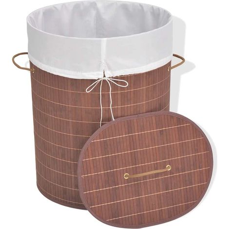 Maison Exclusive - Bambus-Wäschekorb Oval Braun (1/5)