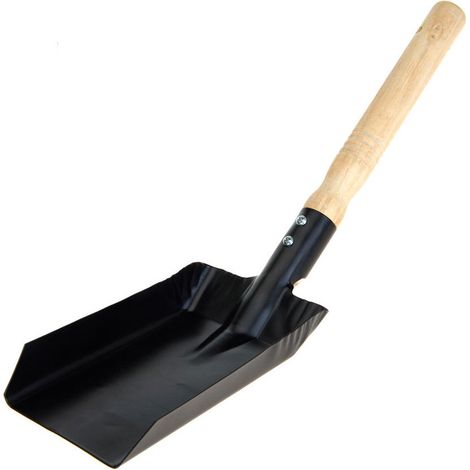 Pelle à charbon en acier laqué noir – Poignée ergonomique pour manipulation facile – Pour charbon de bois et briquettes – Nettoyage cendres barbecue – BBQ (1/4)