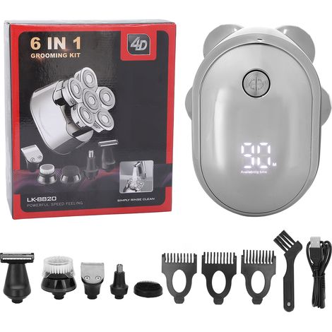 Tondeuse à cheveux électrique 6-en-1, étanche IPX6, coupe-cheveux automatique à affûtage, rechargeable, pour homme et femme (1/5)