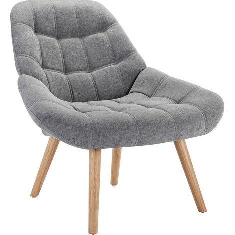 Vente-Unique – Fauteuil convertible gris matelassé 1 place – Revêtement 100% polyester – Piètement bois – Confort d'assise équilibré – Dimensions 87x79x83cm (1/4)