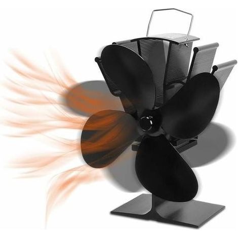 Ventilateur de Cheminée à Induction Thermique SKU03121 Ventilateur Thermique 4 Pales Noir (1/5)