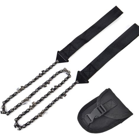 Plus de biss avec aus Carbonstahl Handkettensäge inkl. Gürteltasche - Premium Survival Gartensäge for Camping, Garten & Outdoor-Zubehör (Noir, Style 2) (1/5)