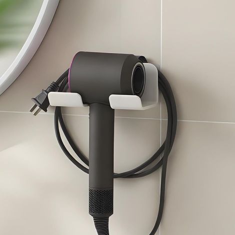 Support Sèche-Cheveux sans Perçage, Porte-Sèche-Cheveux Mural à Coller, Organisateur de Salle de Bain, Hair Dryer Holder Wall Mounted,1pc (1/5)