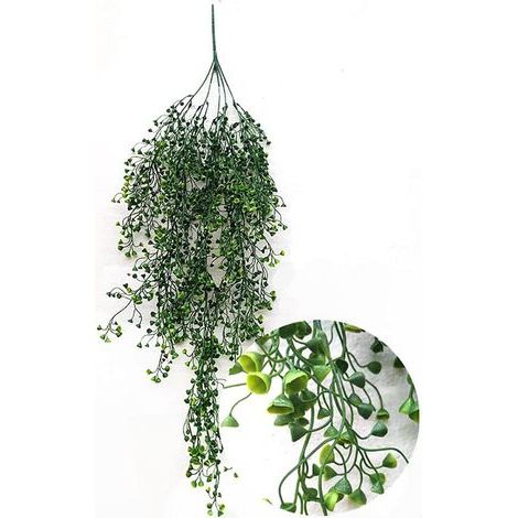 One plus one 2pcs artificiels Suspendus Fleur Plante Faux rotin Saule Fleur de Vigne Maison Jardin décoration Murale Artificielle Suspendue Plante Fleur (Vert) (1/5)