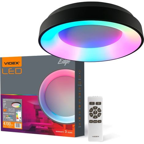Lámpara de techo redonda negra con mando a distancia RGBW 72W 7500lm 2700K / 6000K 45 cm Videx