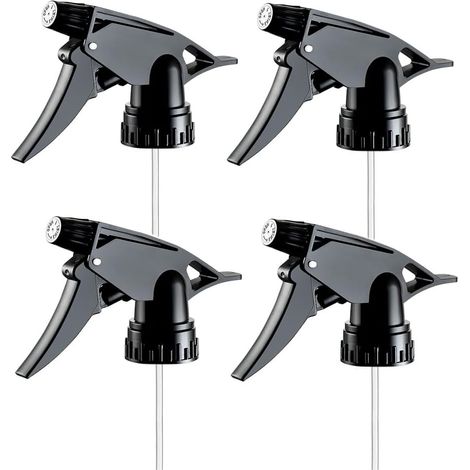 Lot de 4 flacons pulvérisateurs en plastique - Pièce rechange anti-fuite Tête pulvérisation robuste Buse déclenchement pour bouteilles 28 à 400 453,6 g (1/5)