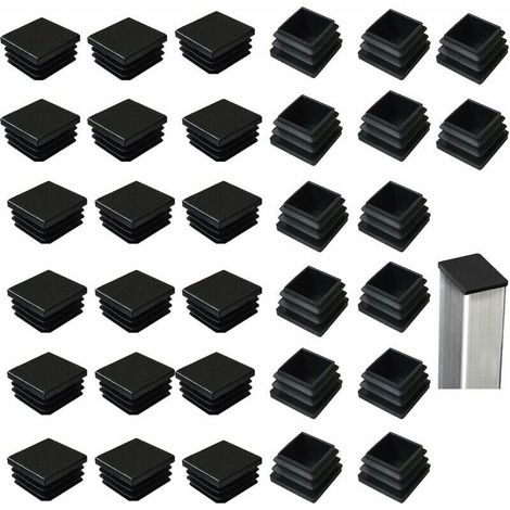 - 32 bouchons carrés en plastique noir (40 x 40 mm) pour produits métalliques, chaises, canapés et tables (NPTERBL) (1/3)