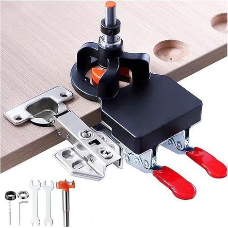 35mm Drilling Jig, Concealed Hinge Jig, Drilling Punch, Double Clamp, Positioning Device for Carpentry, Wood, Cabinets, Doors MUMU (1/4)