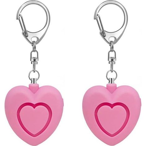 Lot de 2 alarmes de poche roses – Lampe torche – Porte-clés – Sirène autodéfense – Femmes et seniors (1/5)