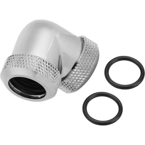 Raccord de tuyau pour tube de refroidissement à l'eau avec coude à 90° 14mm diamètre ET,4 tubes durs pour CPU,Raccordement tactile à 2 contacts à refroidissement par eau pour ordinateur(argent) (1/5)