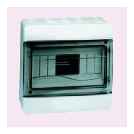 Cuadro de distribución de superficie 2x16+8x10mm2, 9 módulos, terminales PE+N con puerta IP55