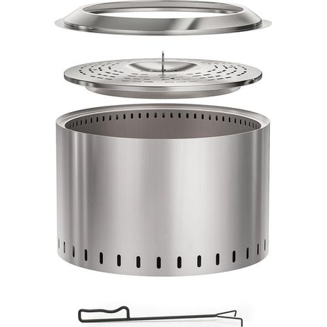 Brasero sans fumée extérieur double paroi 40 x 49 cm usage pratique style moderne en acier inoxydable argent (1/3)