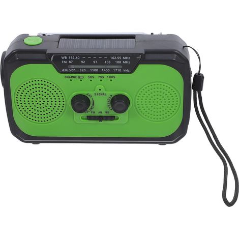 Radio D’Urgence à Manivelle Solaire 2200mah Vert Lampe Torche LED