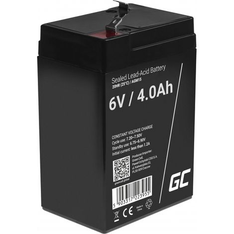 Batería Green Cell VRLA de 6 V y 4 Ah para alarmas, cajas registradoras y juguetes