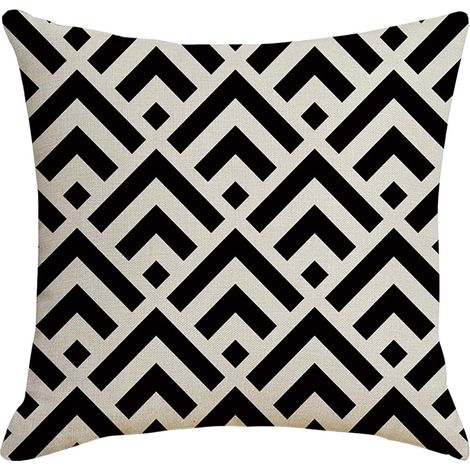 Housse De Coussin - Imprimé Noir Et Blanc - Résistante À L'Eau - Pour Coussin Hugging - 45 X 45 Cm - 1 Pièce (1/4)
