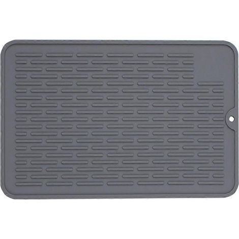Tapis d'alimentation en silicone lavable pour chiens et chats, utilisable à l'intérieur comme à l'extérieur. Couleur : gris. (1/5)