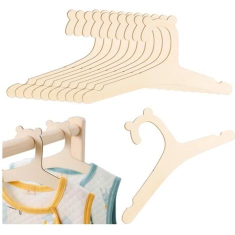 Cintres en Bois - Bébé - Lot de 10 - Antidérapants - Économie d'espace - Design mignon (1/4)