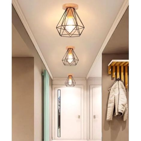 U-do Lot de 3 Plafonnier Retro en Cage Noir E27 Lampe Plafonnier Industriel Vintage Style Edison pour Salon Chambre (1/4)