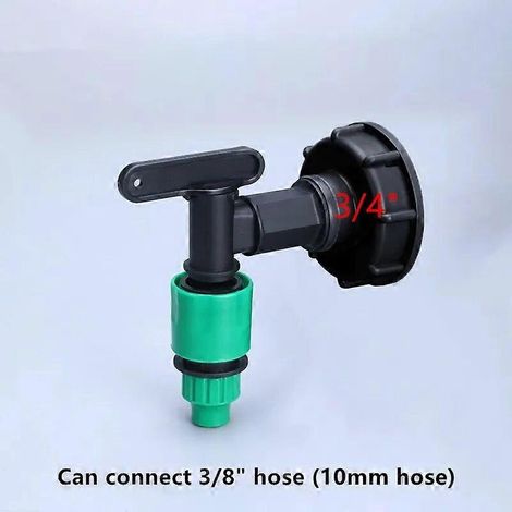 Robinet pour réservoir IBC en plastique fileté 1/2 pouce S60x6, adaptateur 15 mm, raccord de tuyau d'arrosage avec vanne d'arrêt, raccords pour réservoir d'eau 2 (1/5)