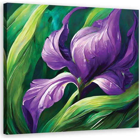 Tableau déco Iris Fleurs peintes 50x50 (1/5)