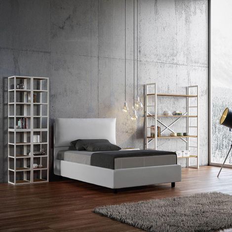 Letto ANTEA bianco una piazza e mezzo senza contenitore con rete a doghe (1/3)