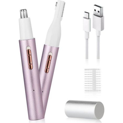Tondeuse à poils rechargeable et indolore pour le nez, les oreilles et les sourcils, double lame, étanche IPX7, compacte et portab,d (1/5)