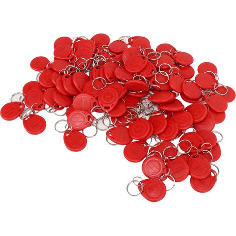 Lot de 100 badges RFID 125 kHz étanches, sensibles à l'induction de proximité, pour systèmes de contrôle d'accès (rouge). (1/5)