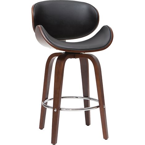 Sgabello da bar design nero e legno scuro 65 cm WALNUT (1/4)