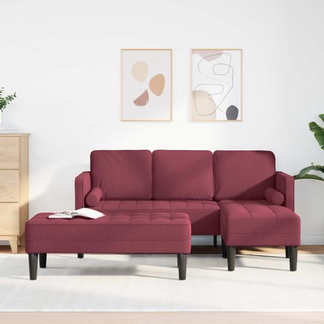 Sofa Set mit Kissen 2 pcs Weinrot Polyester (1/4)