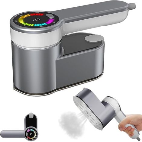 Vaporizador de ropa，Vaporizador portátil de mano，Plancha de vapor rotativa，Compacta y práctica，Imprescindible para viajes，Gris (1/5)