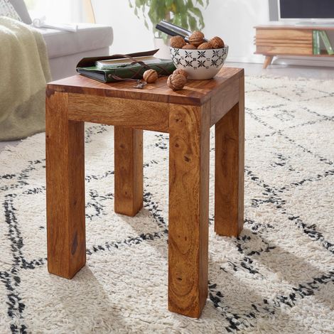 Table d'appoint carrée 35x45 cm en sheesham massif - MADURAI (1/5)