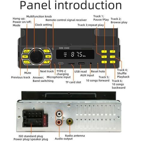 Autoradio Bluetooth - - MP3 - 4x25W - 7 couleurs - Télécommande APP (1/4)