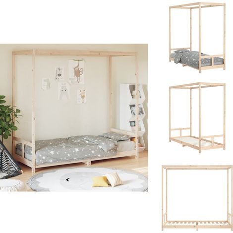 The Living Store Cadre de lit pour enfants 80x200 cm bois de pin massif - Cadre de lit (1/5)