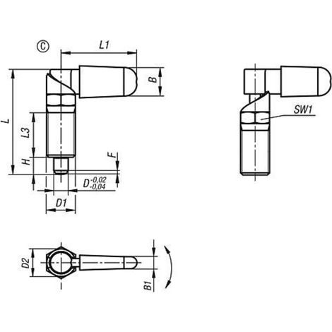 KIPP Sperrriegel M16x1,5 D6 Form C Kappe ohne Mutter SW16 (1/2)