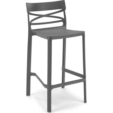 Domo Mea Flow Sgabello alto antracite 49,5x51x101 cm in tecnopolimero (1/4)