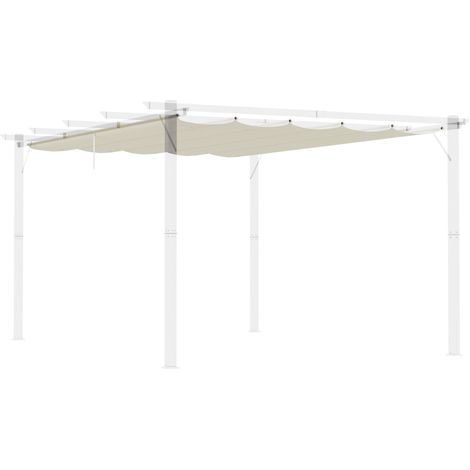 Outsunny cubierta para pérgola 3,5x2,6 m techo de repuesto retráctil para marco de pérgola de 4x3 m toldo de tela solo con 10 orificios de drenaje (1/5)