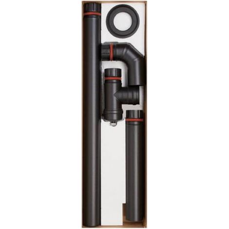 Kit installazione per stufe a pellet nero opaco ala pellet eco - Ø mm.80