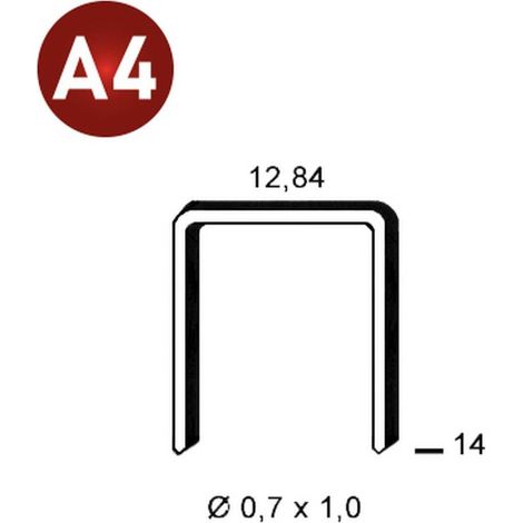 10 000 Agrafes A-14 Inox A4 (316) - 12.84x14x0.7x1 mm - D-Work