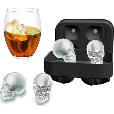 2 lebensmittelechte Silikon-Eiswürfelformen in Totenkopfform (1/5)