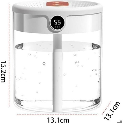 Humidificateur - Double Pulvérisation - 2 L - Silencieux Moins De 36 Db - Affichage Numérique - Veilleuse Intégrée - Pour Chambre Bureau Maison (1/4)