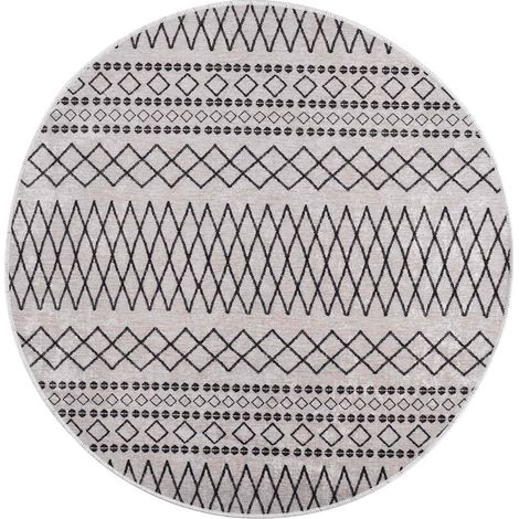 Tapis lavable antidérapant, Tapis de salon, Tapis Intérieur & Extérieur φ120 cm Noir et blanc MKS39604 (1/5)