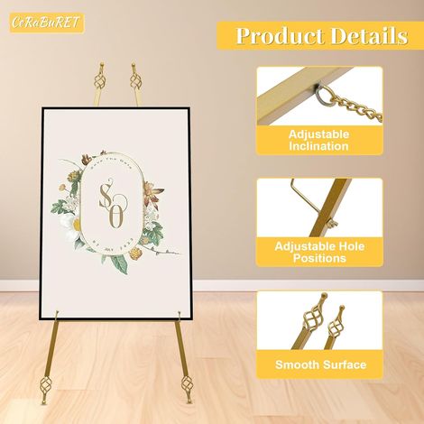 2-Stück-Set goldene Hochzeits-Logo-Halter, 35,43 18,9 Zoll tragbarer Bodenhalter, goldener Display-Halter, dekorativer Geburtstags-Party-Logo-Halter (1/5)